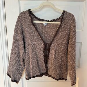 Vintage 90s Y2K Open Front Tie Knit Sweater XS Small Boho Fairy Granola Chico’s
